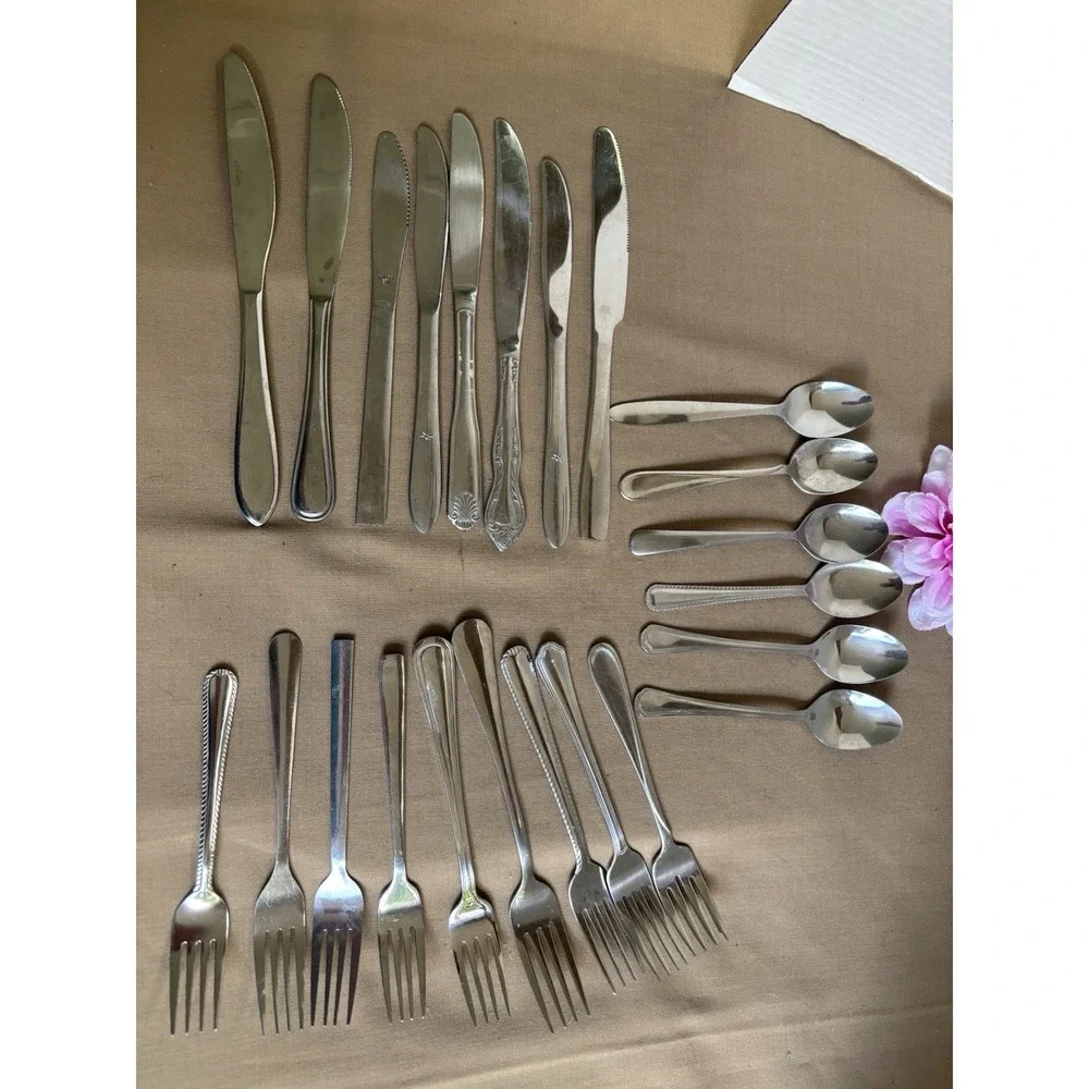 23 Pieces BOHO HIPSTER WEDDING Mismatched Stainless Silverware Lot
